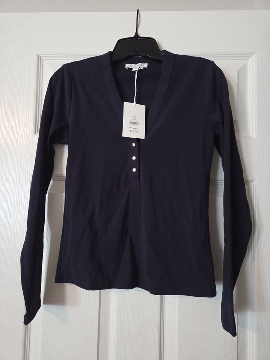 Free Assembly Tops - Free Assembly Long-Sleeve Henley Top - Navy